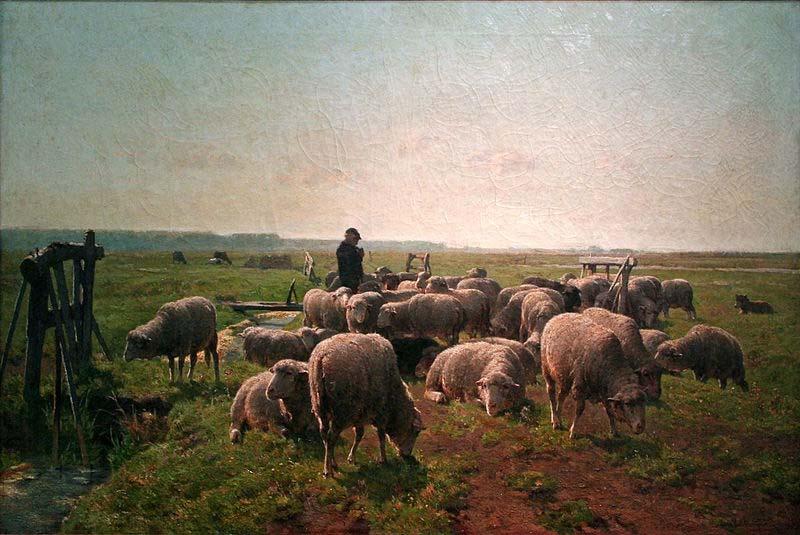 Cornelis Van Leemputten Landschap met herder en kudde schapen oil painting picture